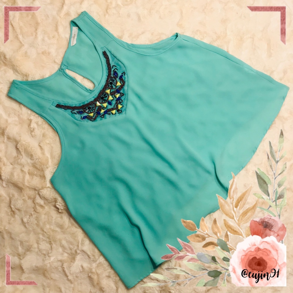 LUSH Mint Green Tank Top M Geometric